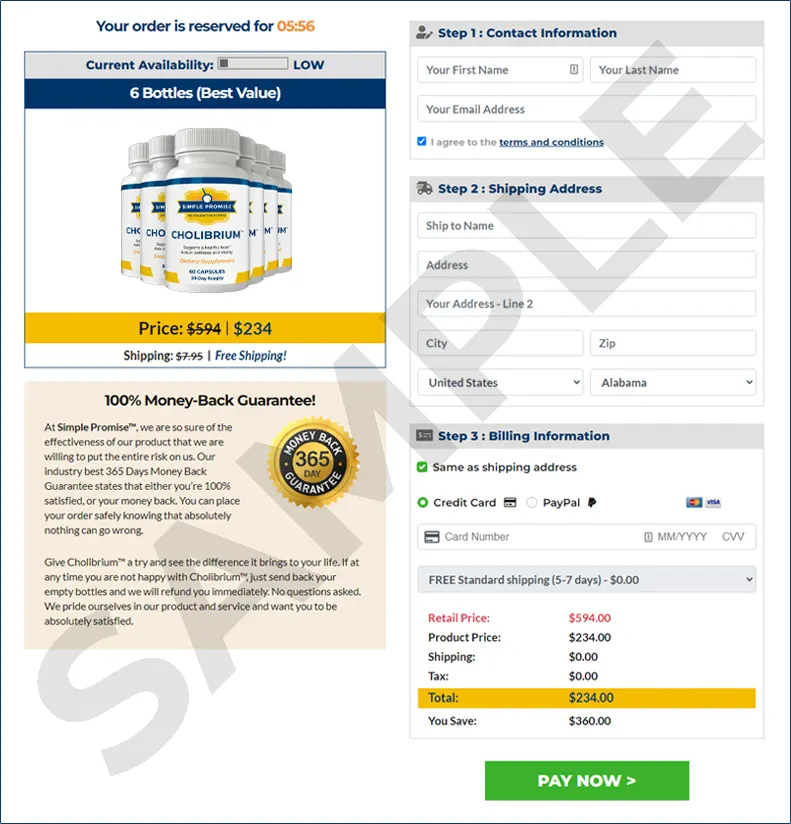 Cholibrium Order Page